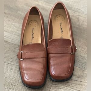 Brown leather loafers